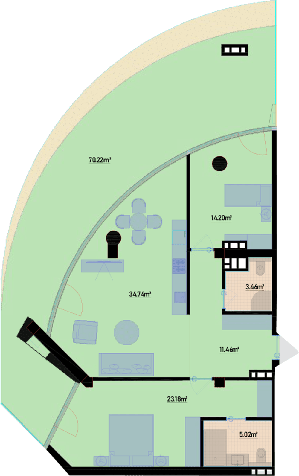 176.14 kvm, 3 otaqlı mənzil - 2