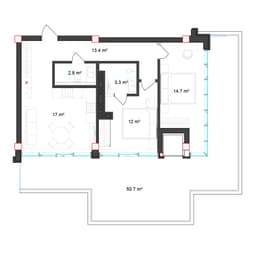 2 otaqlı, 127.9 kvm