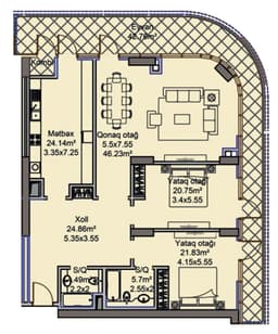 3 комнаты, 190,76 кв.м.