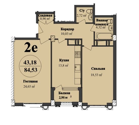 Renessans Palace i 2 комнаты 84,53 квм - 2