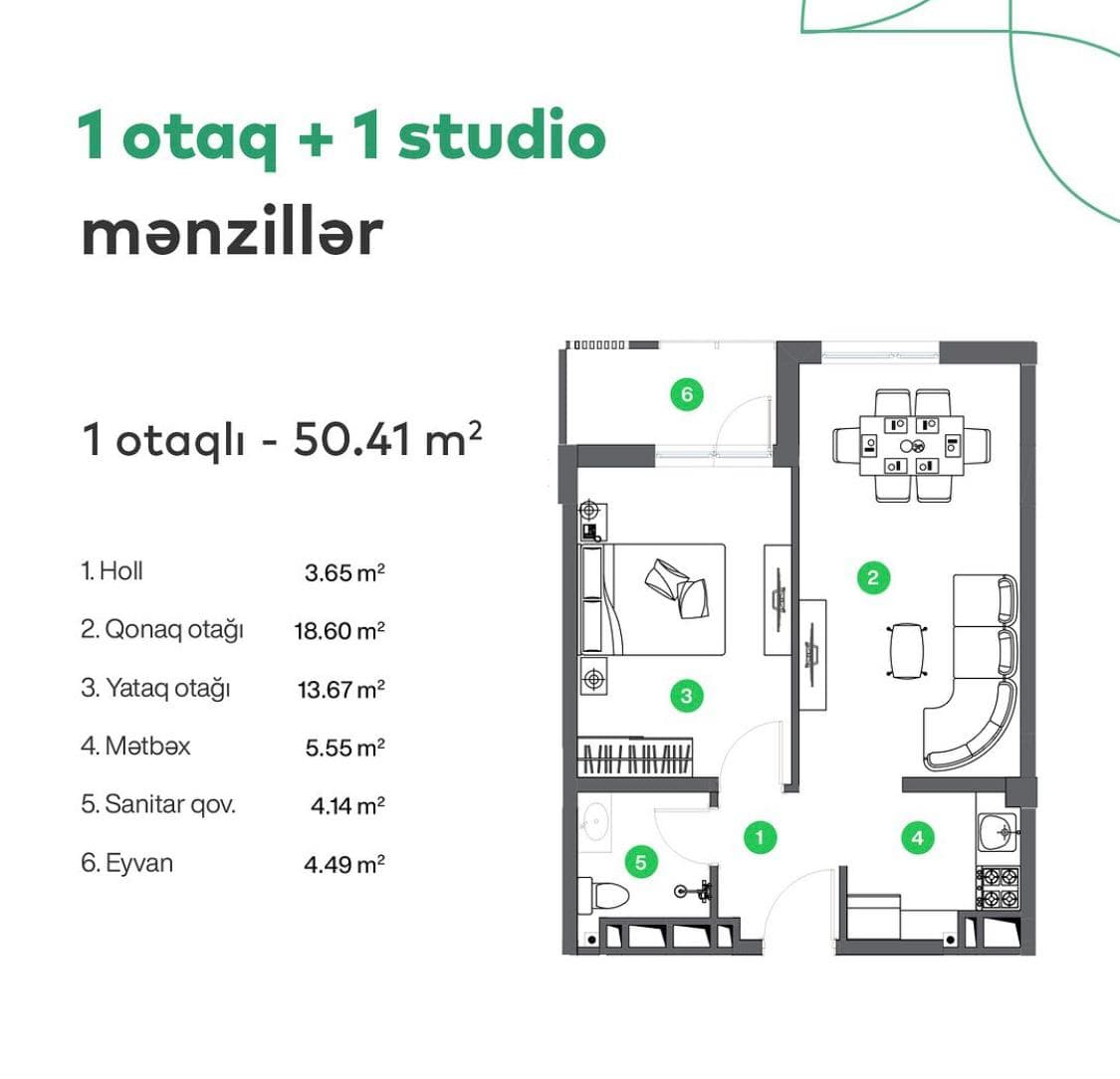 2 ком. 50,41 кв.м. - 2