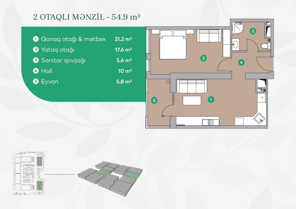 2 otaq 54,9 kv.m - 2