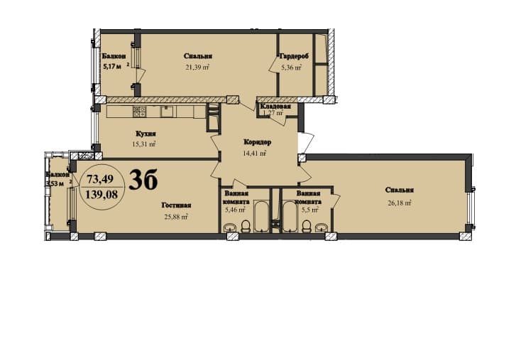 Renessans Palace s 3 rooms 139,08 sqm - 2