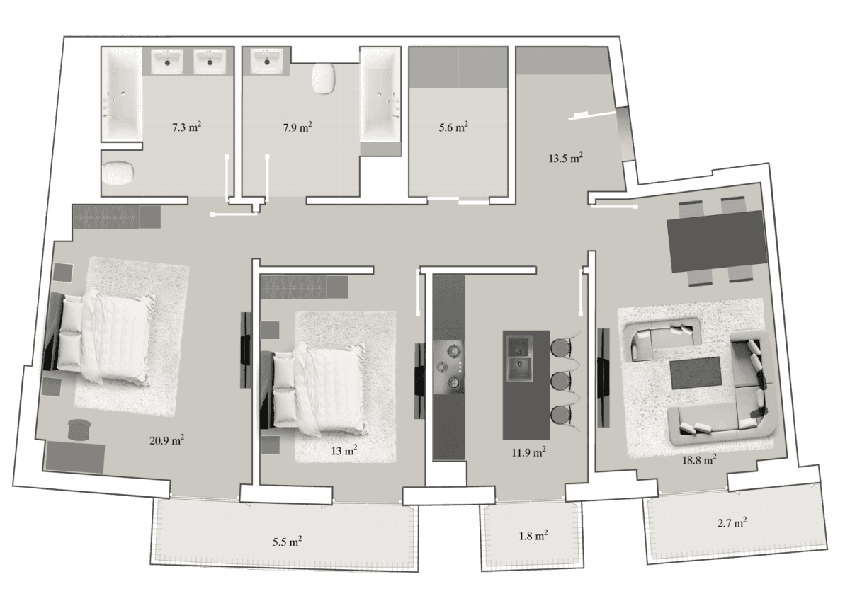 Knightsbridge Residence White City 3 комнаты, 118,70 кв.м. - 2