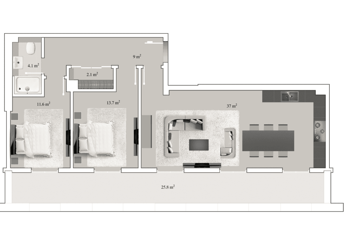 Knightsbridge Residence White City 3 otaq, 103.50 kv.m.