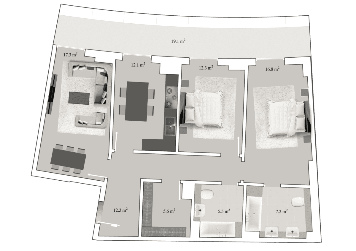 Knightsbridge Residence White City 3 rooms, 115.50 sq.m. - 2