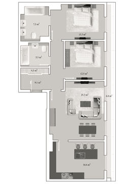 Knightsbridge Residence White City 3 комнаты, 102,40 кв.м.