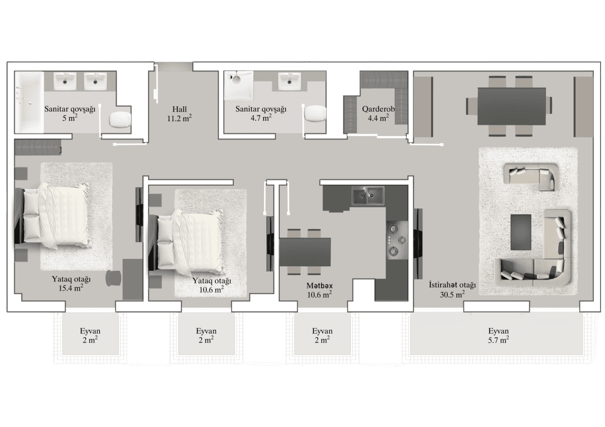 Knightsbridge Residence White City 3 otaq, 110.20 kv.m.