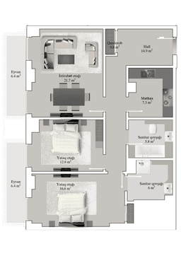 Knightsbridge Residence White City 3 комнаты, 105,20 кв.м.
