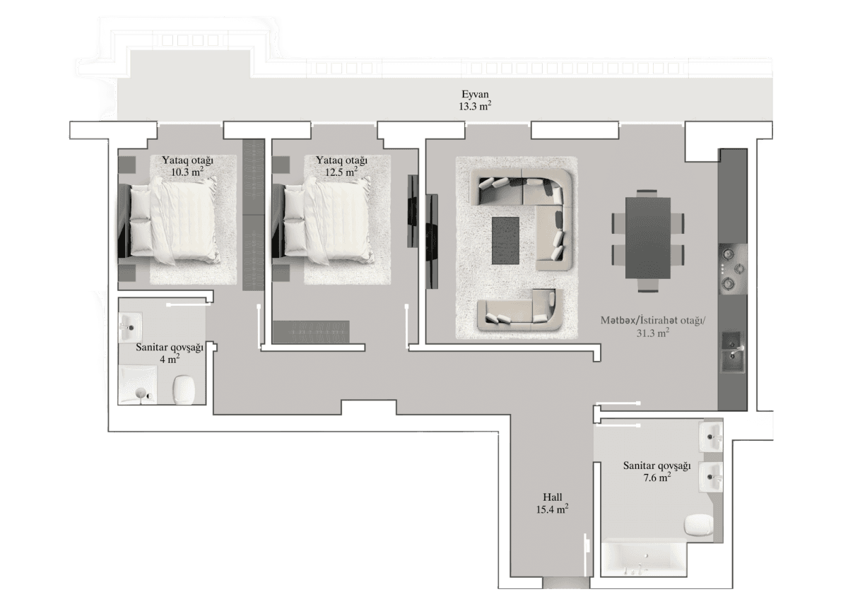 Knightsbridge Residence White City 3 комнаты, 100,90 кв.м. - 2