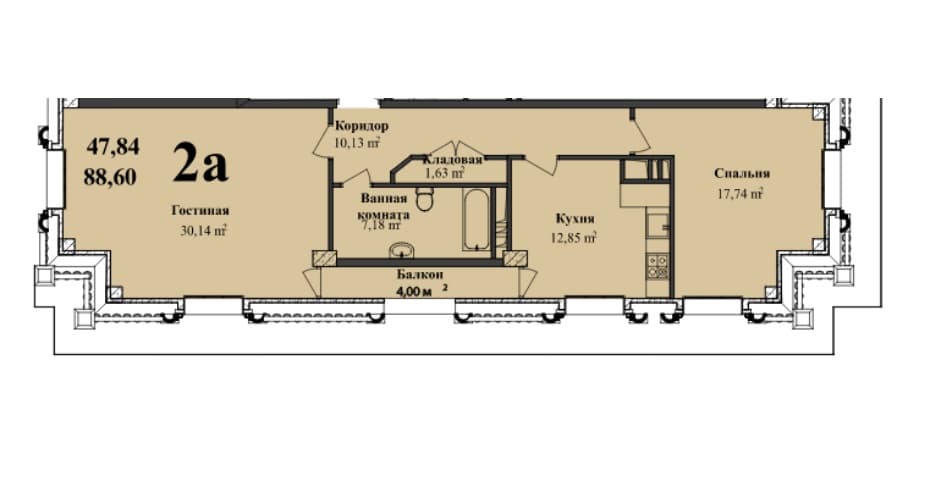 Renessans Palace m 2 otaqli 88,60 kvm