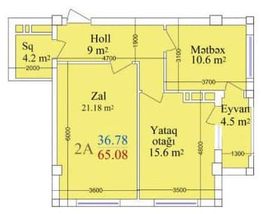 2 rooms, 65.08 sq.m. - 2