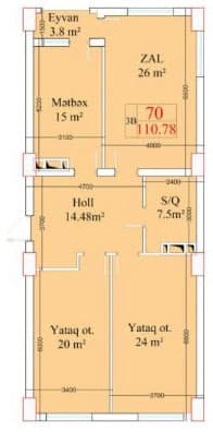 3 otaq, 110.78 kv.m. - 2