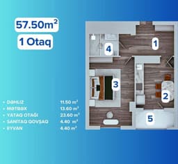 Хемсе Палас 1 комната, 57,50 кв.м.