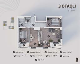 Marbel Residence 3 комнаты, 117,80 кв.м.