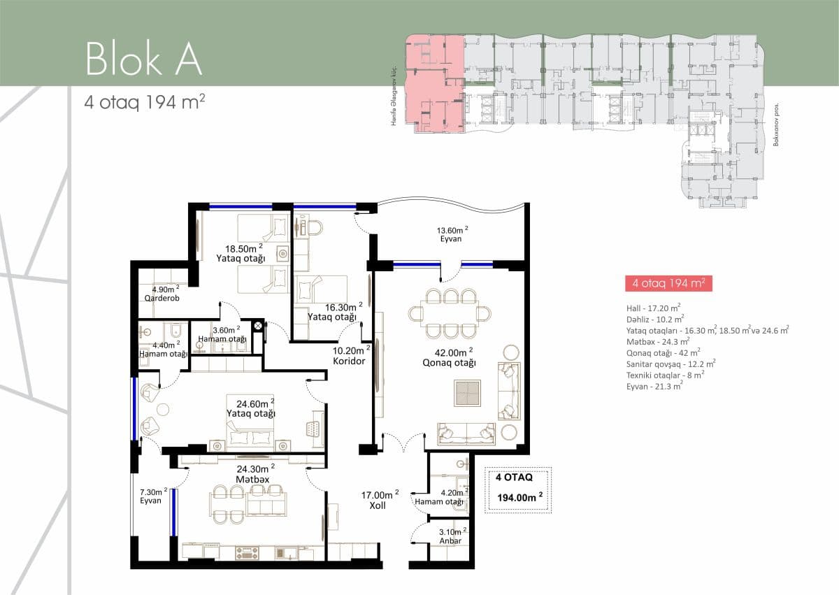 HARMONY RESIDENCE 4 otaqli 194,00 kvm