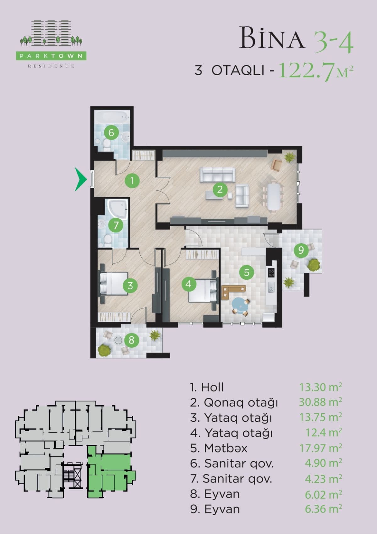 Parktown Residence 3 otaq 122,70 kvm