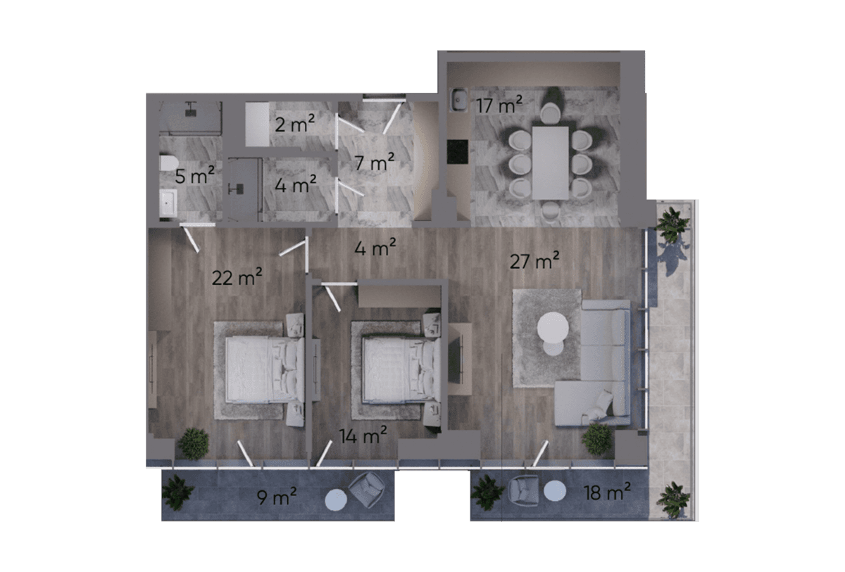 3 otaq, 140.50 kv.m.