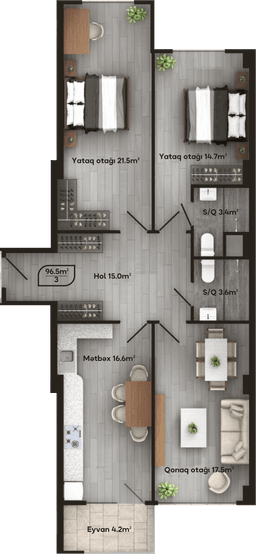Мелисса Парк 2 ком. 96,50 кв.м.