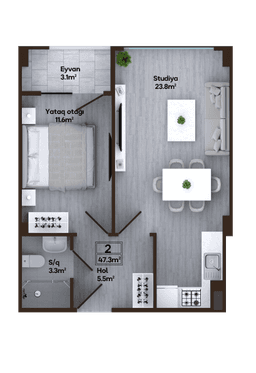 Мелисса Парк 2 ком. 47,30 кв.м.