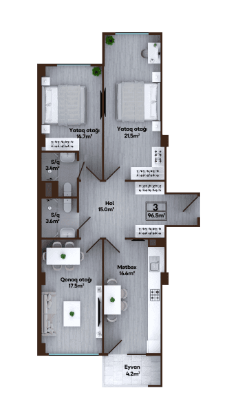 Melissa Park 2 otaq 96,50 kv.m, G blok - 2