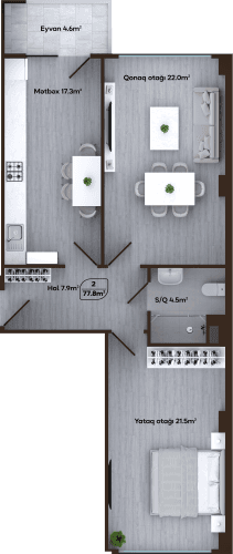 Melissa Park 2 otaq 77,80 kv.m, H blok