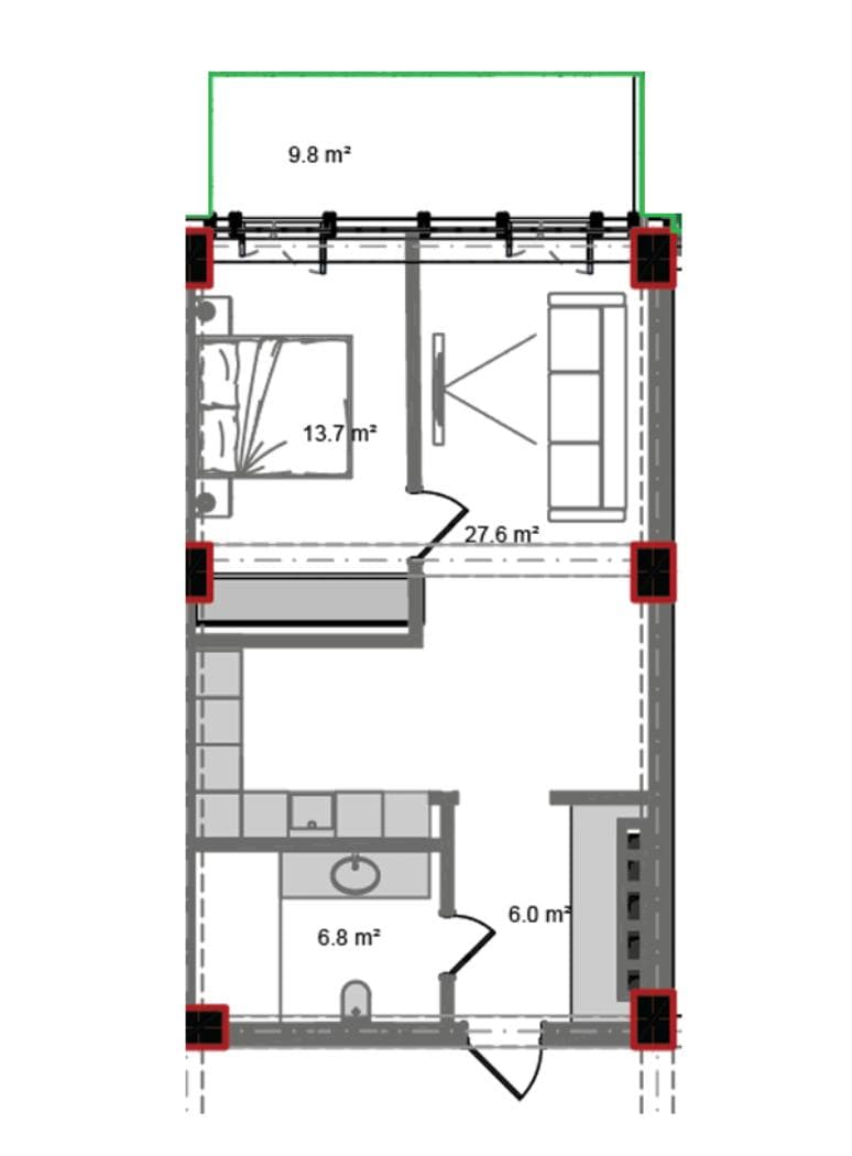 76.4 kvm, 2 otaqlı mənzil - 2