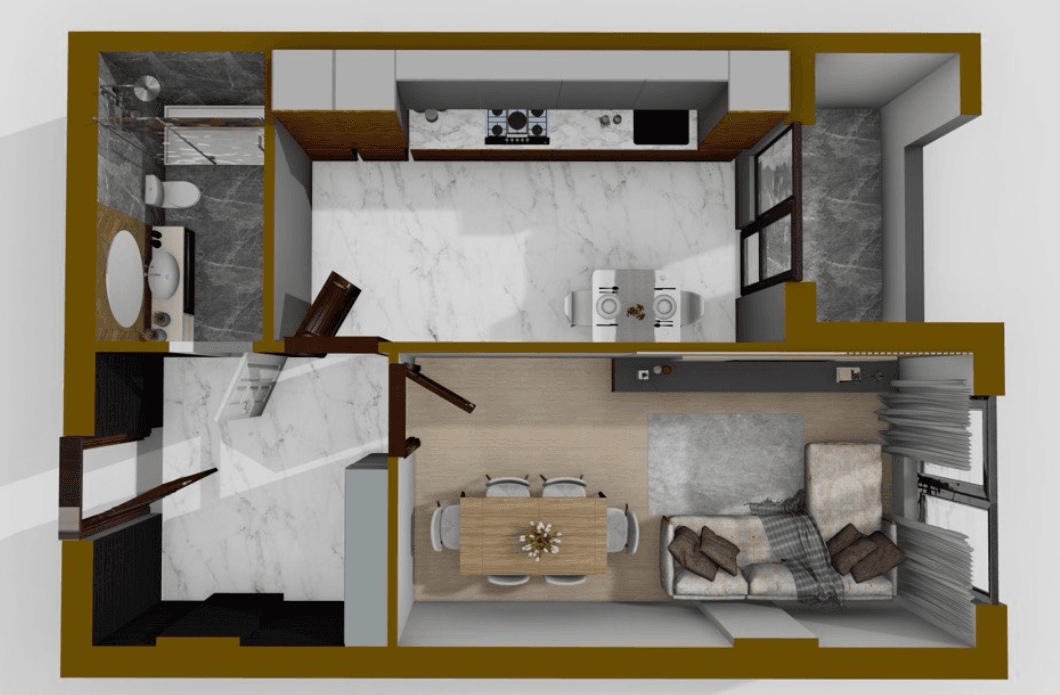 1 otaqlı studio mənzil, 52.7 kvm - 2