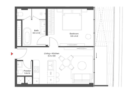 58.66 kvm, 2 otaqlı mənzil