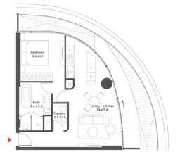 63.58 kvm, 2 otaqlı mənzil