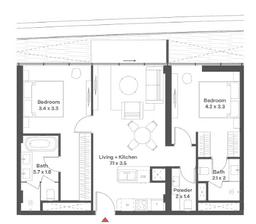 86.51 kvm, 3 otaqlı mənzil