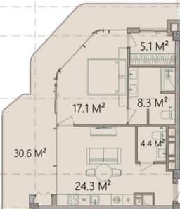 2 otaqlı studio mənzil, 89.80 kvm