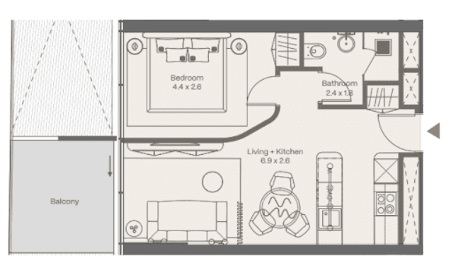 2 otaqlı studio mənzil, 50.7 kvm - 2
