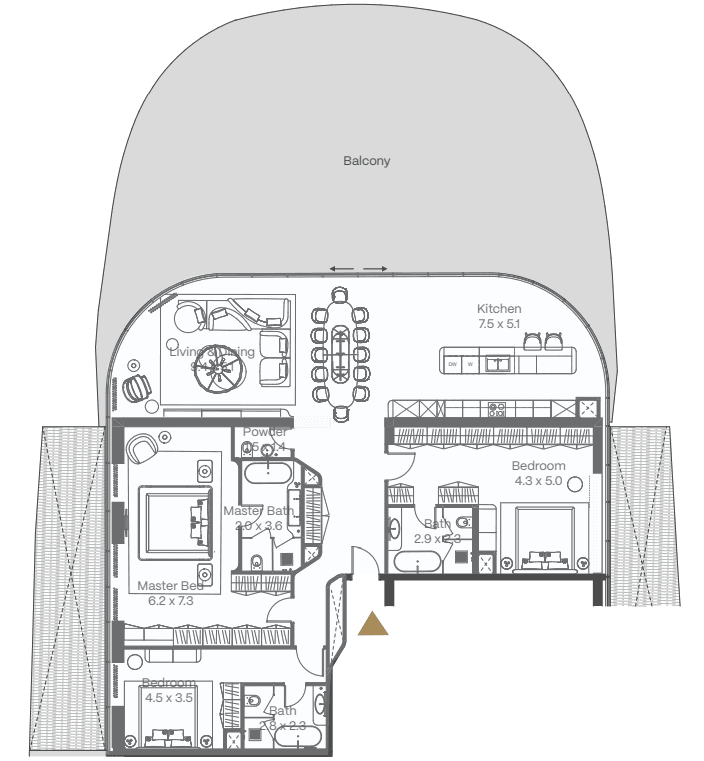 361 kvm, 4 otaqlı penthouse - 2