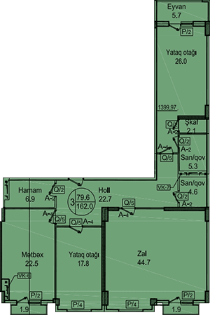 Sipark-Təbriz 3 комнаты 162,00 квм - 2