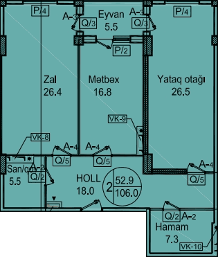 Sipark-Təbriz 2 otaqli 106,00 kvm