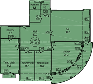 Sipark-Təbriz 4 otaqli 212,30 kvm
