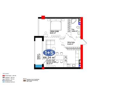 66.24 kvm, 2 otaqlı studio mənzil - 2