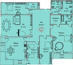 Sipark-H.Əliyev 5 otaqli 320,00 kvm