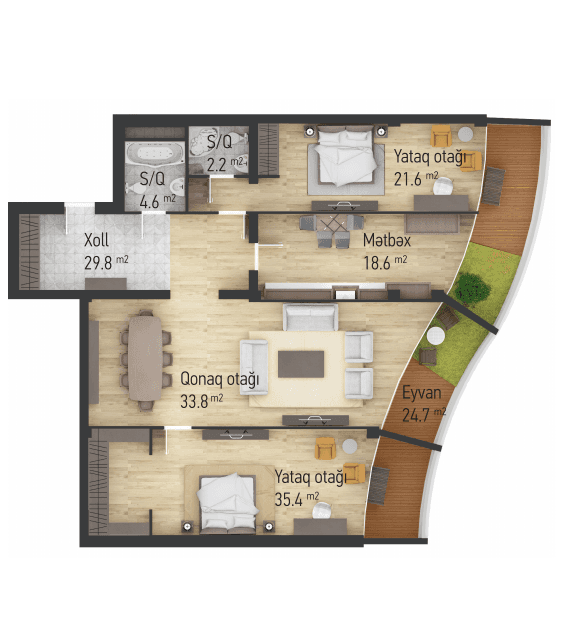 Dream Tower f 3 otaqli 160,00 kvm