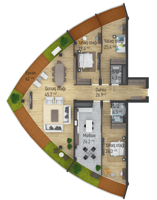 Dream Tower g 4 otaqli 237,00 kvm