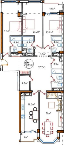 Caspian Palace c 4 комнаты 175,80 квм