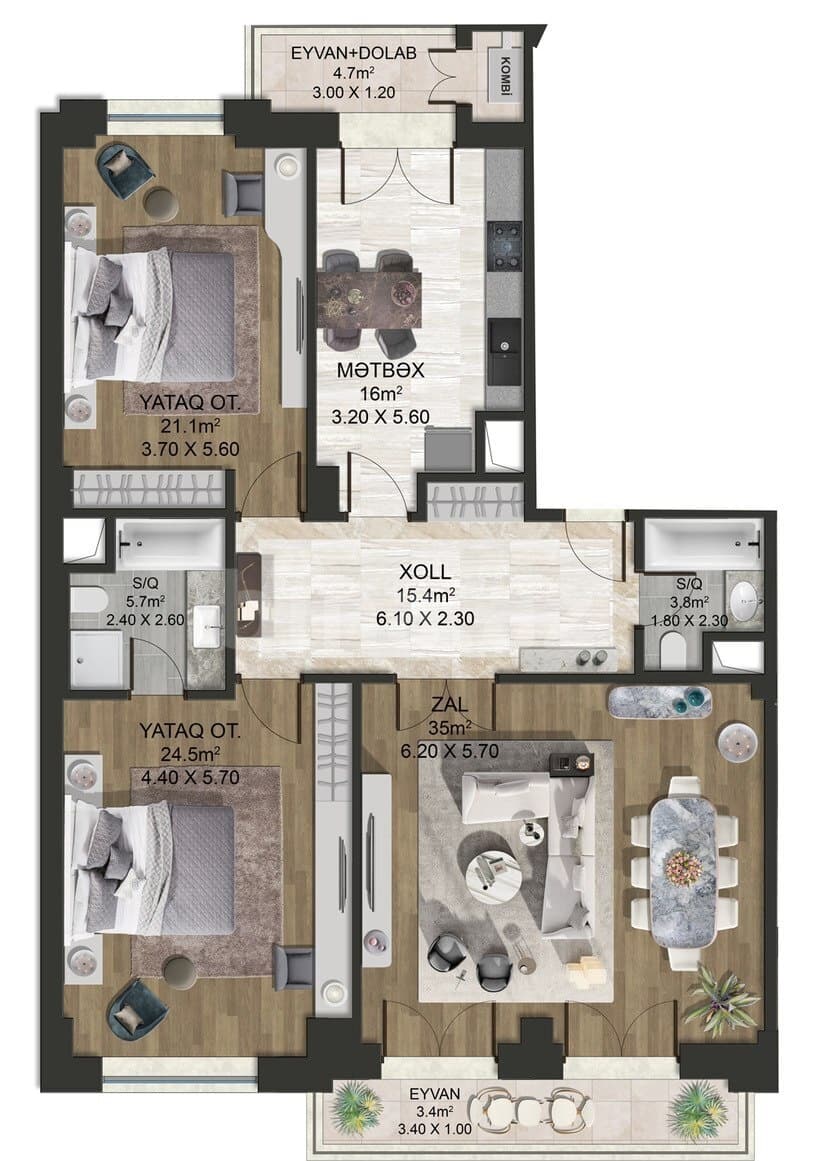 Majestik Palace e 3 otaqli 139,00 kvm - 2