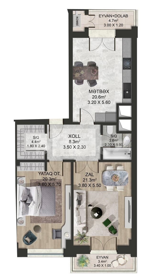 Majestik Palace a 2 otaqli 95,00 kvm