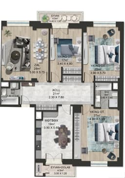 Majestik Palace i 4 комнаты 162,00 квм