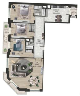 Majestik Palace k 4 комнаты 207,00 квм