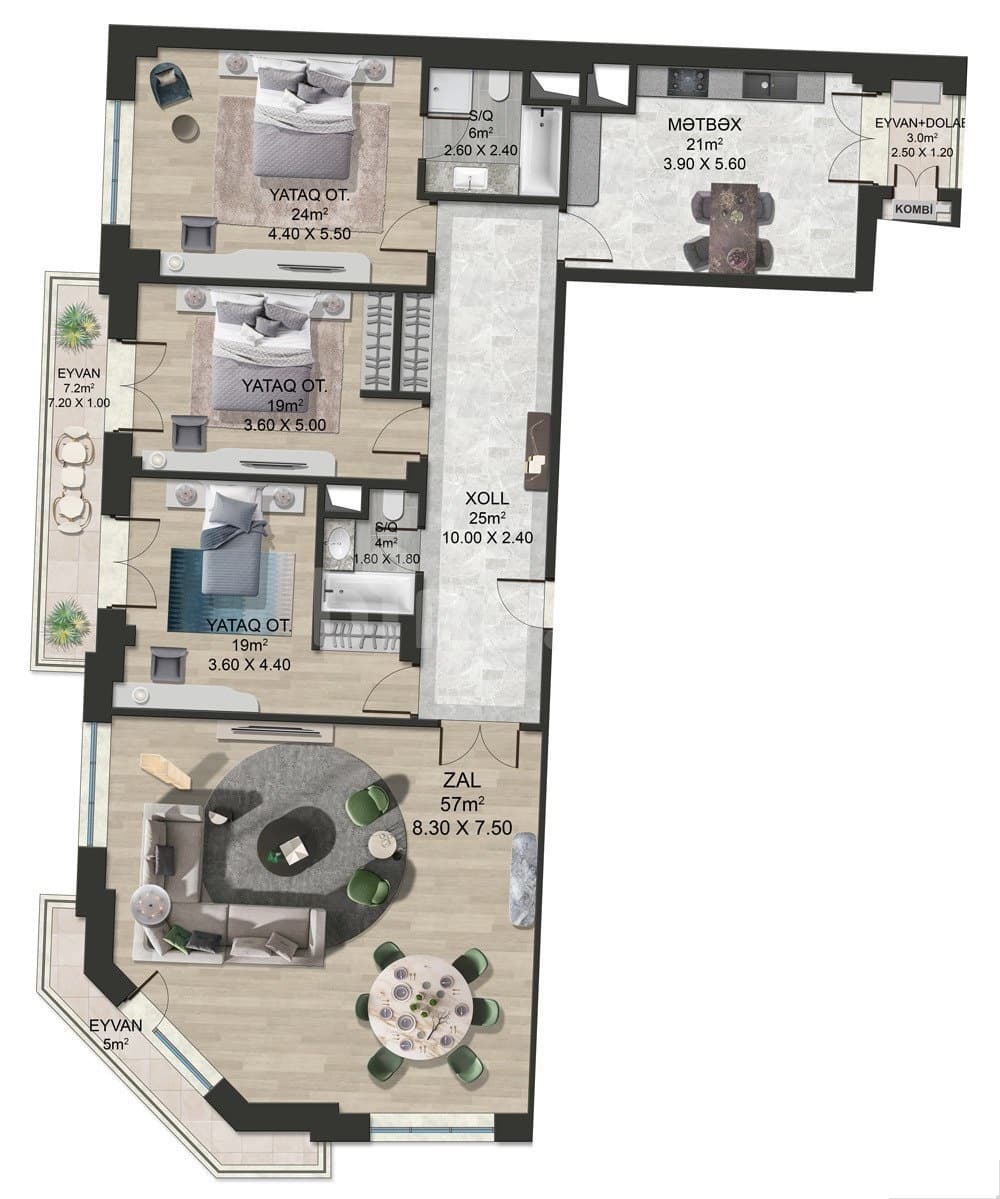 Majestik Palace k 4 otaqli 207,00 kvm