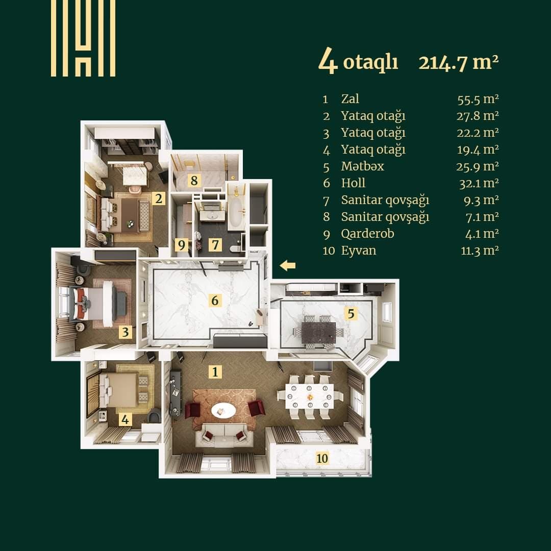 Hillside Residence c 4 комнаты 214,70 квм - 2