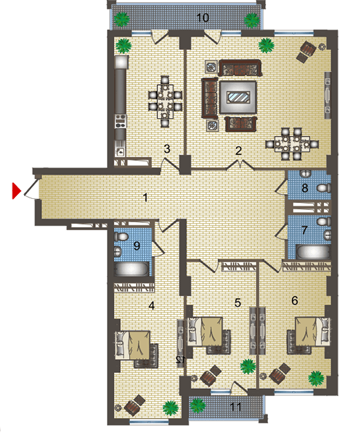 4 комнаты, 205,30 кв.м. - 2