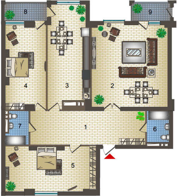 4 otaq, 199 kv.m. - 2